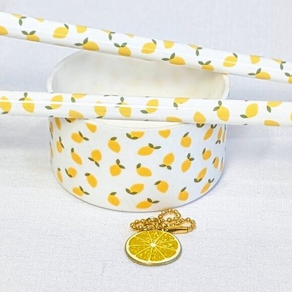 🍋 Stanley Quencher 40oz Sunshine Yellow Tumbler w/ Lemon Accessories & Box NWT - Picture 6 of 7